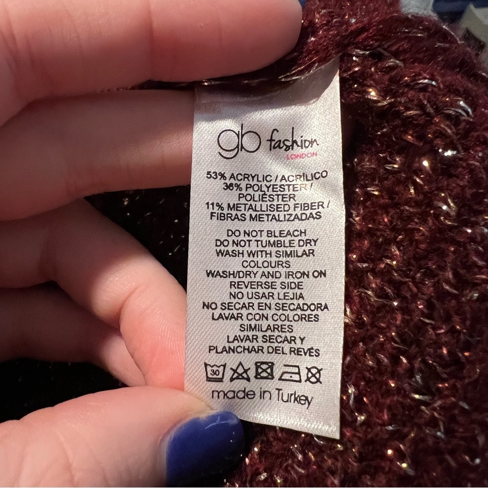 NWT Francesca’s Burgundy Shimmer Knit Sweater Dress - Picture 10 of 10